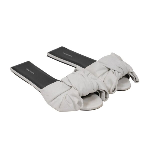 Balenciaga Womens Nappa Square Knife Bow Mules US 8.5 EU 38.5 White Leather - Picture 1 of 11
